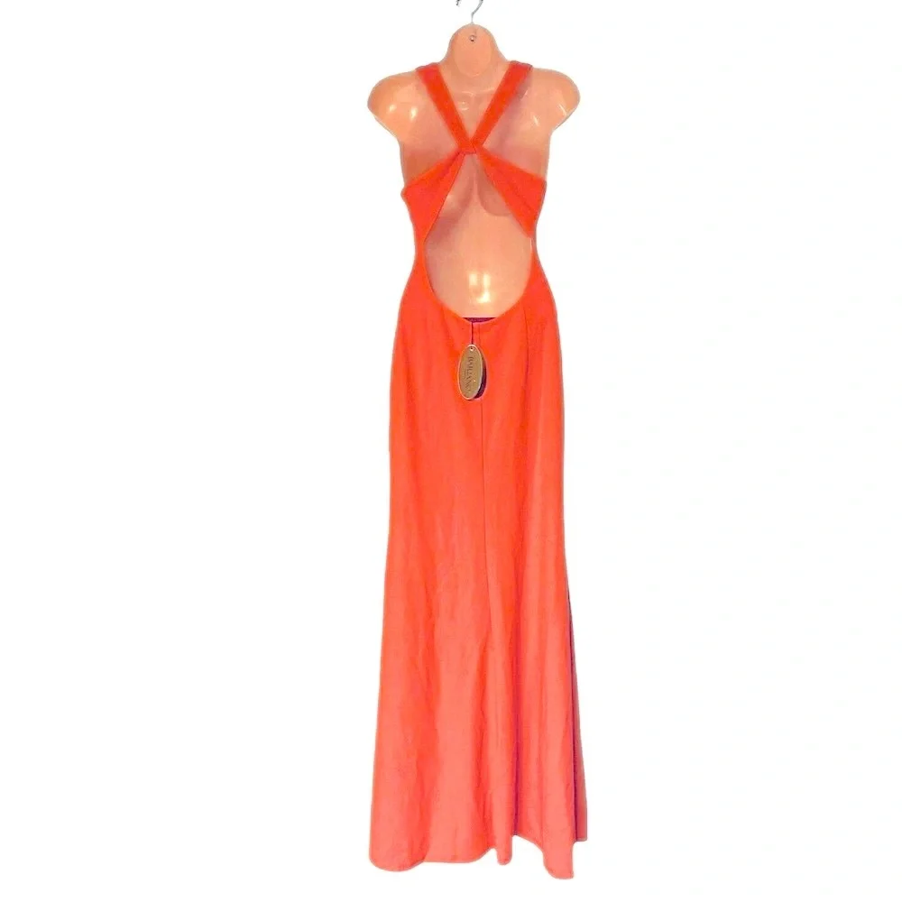 BARIANO Jersey Knit Coral Pink Maxi Office Brunch Cruise Desk Dinner Party Dress - Picture 9 of 13